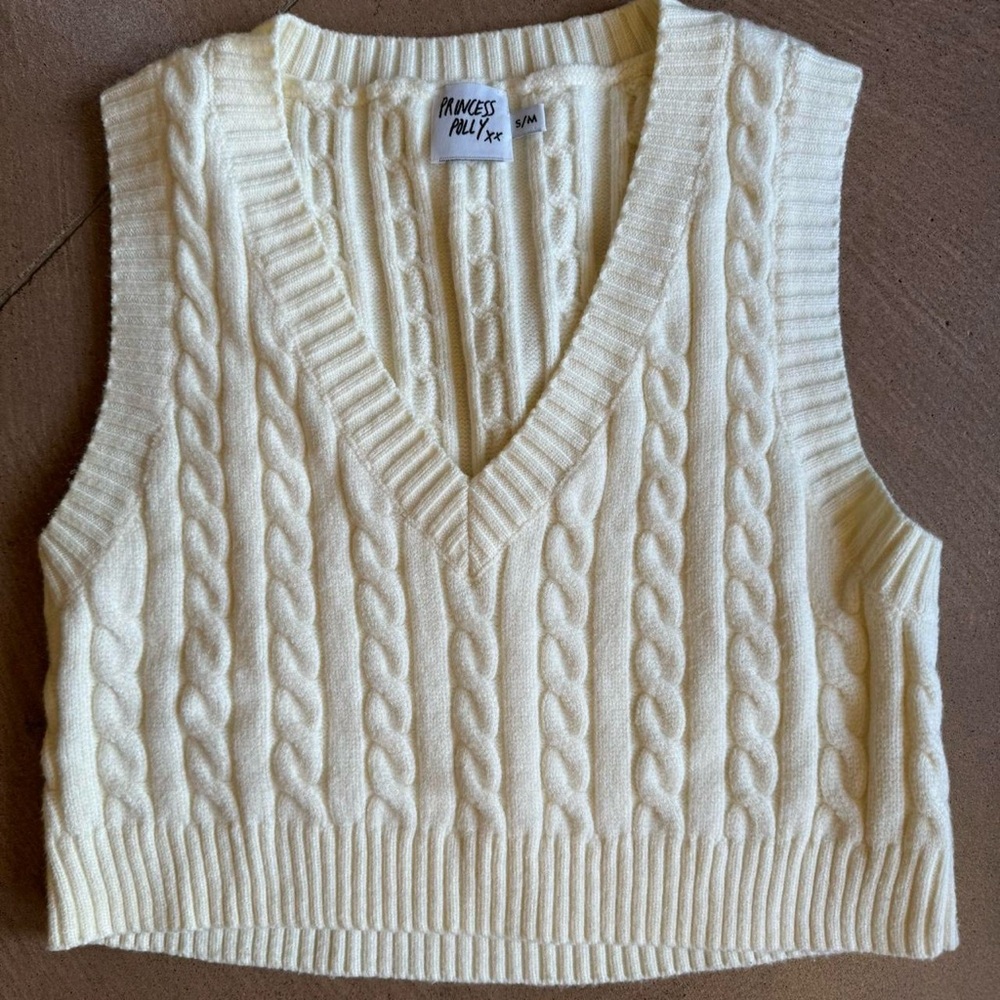 princess polly cropped white sweater vest